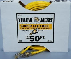 50', 12/3 Gauge/Conductors, Yellow Outdoor Extension Cord