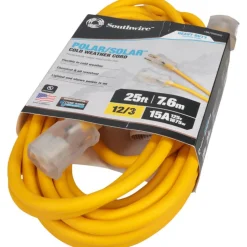 25', 12/3 Gauge/Conductors, Yellow Outdoor Extension Cord