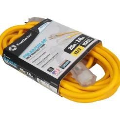 25', 12/3 Gauge/Conductors, Yellow Outdoor Extension Cord