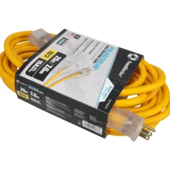 25', 12/3 Gauge/Conductors, Yellow Outdoor Extension Cord