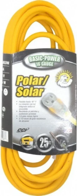 25', 16/3 Gauge/Conductors, Yellow Outdoor Extension Cord