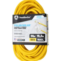 50', 12/3 Gauge/Conductors, Yellow Indoor & Outdoor Extension Cord