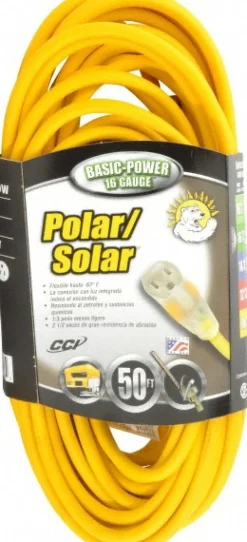 50', 16/3 Gauge/Conductors, Yellow Outdoor Extension Cord