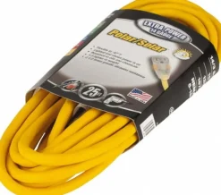 25', 14/3 Gauge/Conductors, Yellow Outdoor Extension Cord