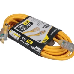 25', 12/3 Gauge/Conductors, Yellow Indoor & Outdoor Extension Cord