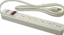 6 Outlets, 120 Volts, 15 Amps, 6' Cord, Power Outlet Strip