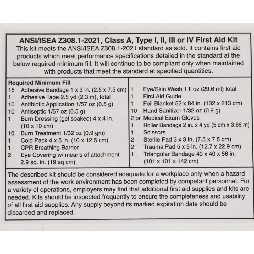 126 Pc First Aid First Aid Kit for 25: Portable, ANSI 2021 Class A