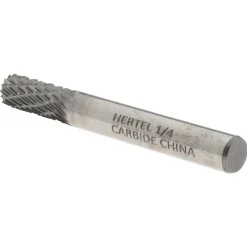 Abrasive Burr: SA-1, 1/4" Cut Dia, Cylinder With Flat End, Double Cut