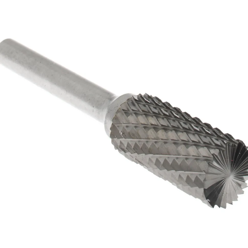 Abrasive Burr: SB-5, 1/2" Cut Dia, Cylinder With End Cut, Double Cut
