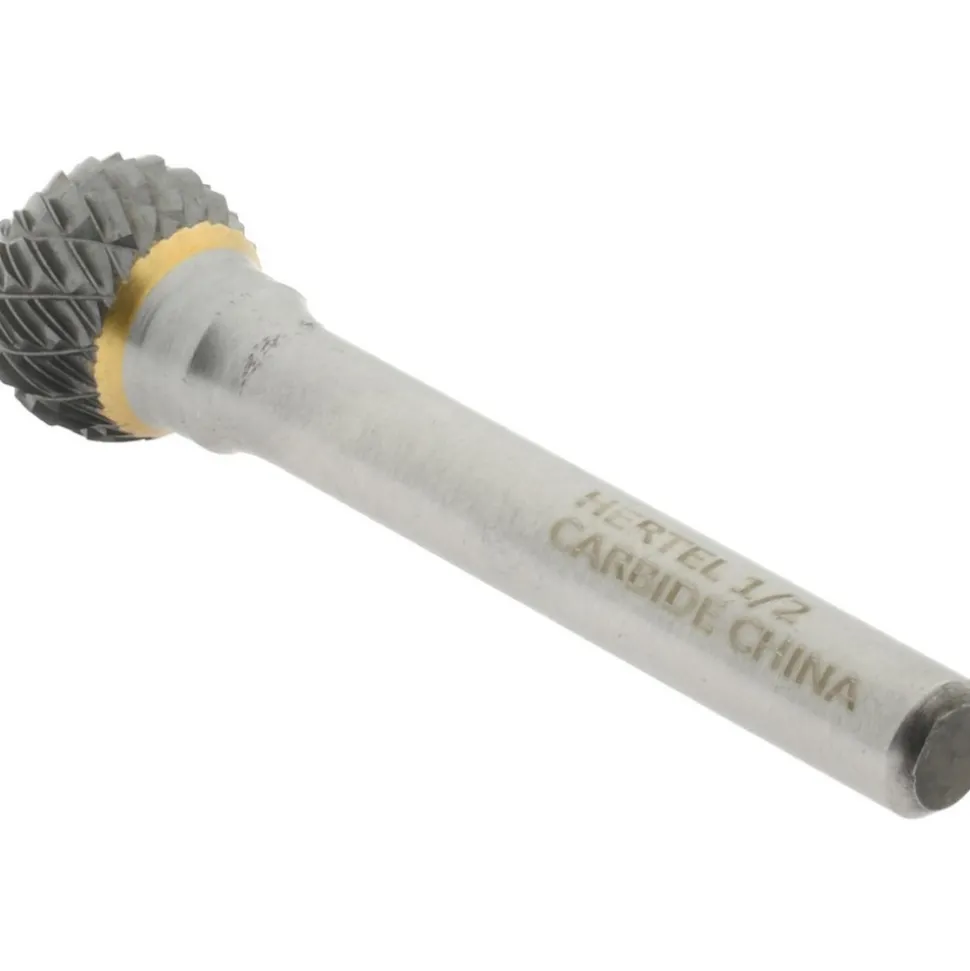 Abrasive Burr: SD-5, 1/2" Cut Dia, Ball, Double Cut