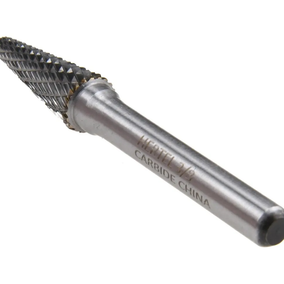 Abrasive Burr: SL-3, 3/8" Cut Dia, Taper With Radius End, Double Cut