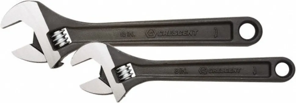 Adjustable Wrench Set: 2 Pc, 8 to 10 mm Wrench, Inch