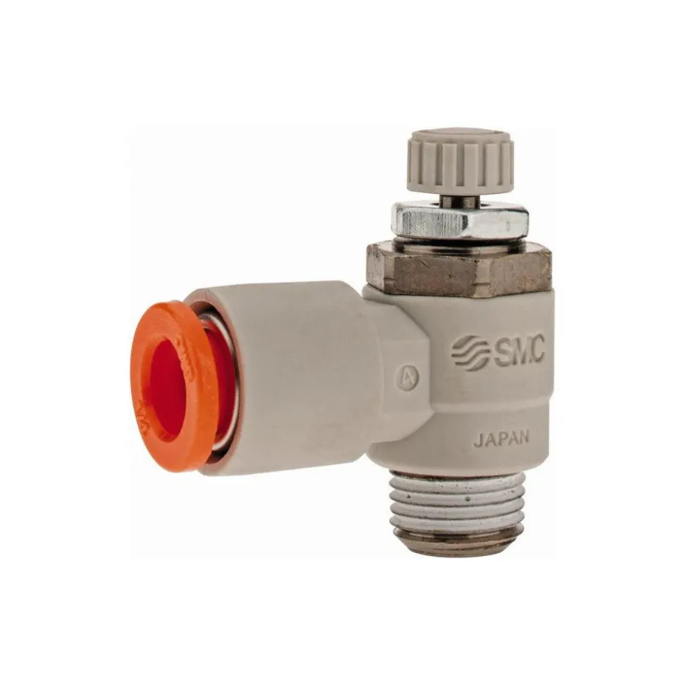 Air Flow Control Valve: Flow Control Elbow, Tube x MNPT, 1/4" Tube OD