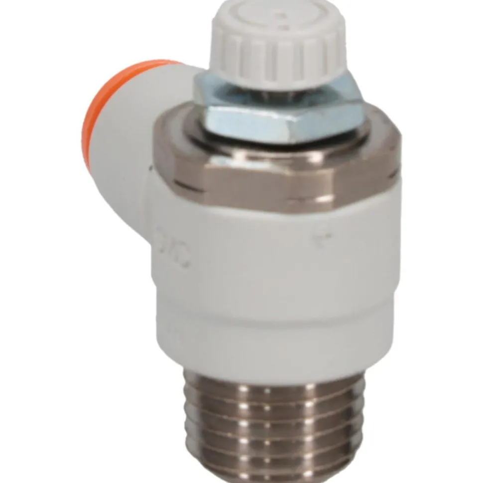 Air Flow Control Valve: Flow Control Elbow, Tube x MNPT, 1/4" Tube OD