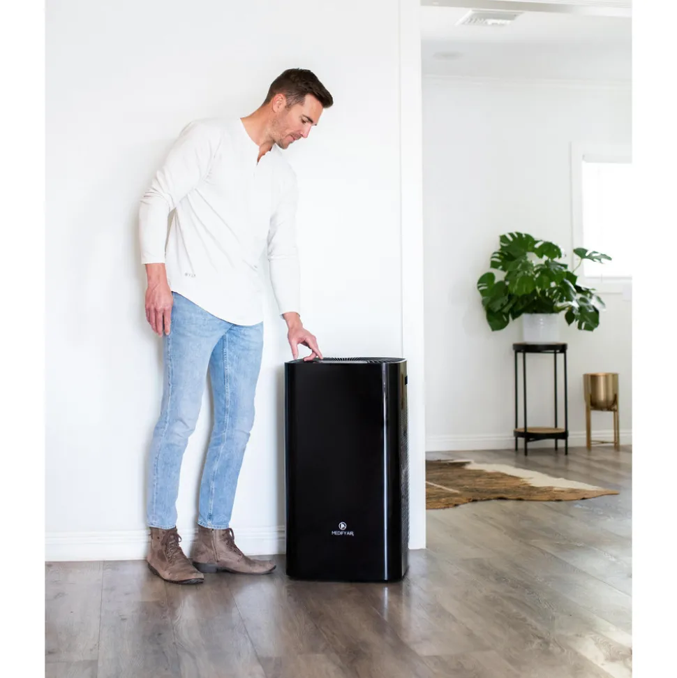 Air Purifier: HEPA, Black, 28.3000" High, 16.0000" Wide