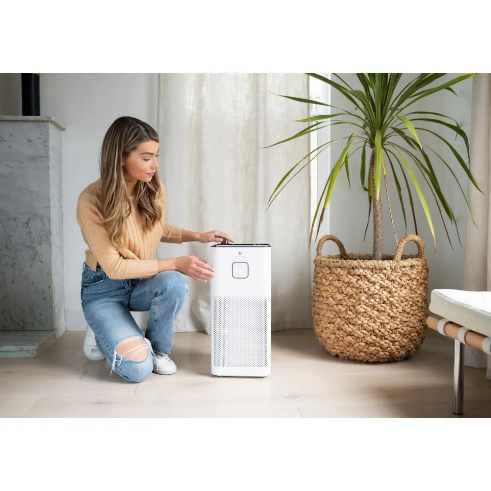 Air Purifier: HEPA & Pre-Filter, White, 24.6000" High, 12.0000" Wide