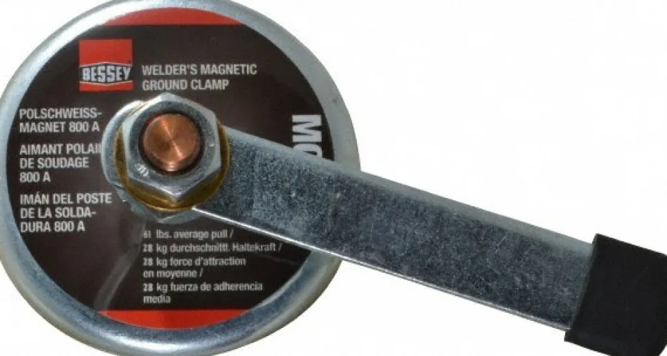 800 Amps Grounding Capacity, 3-1/2" Dia, 2" High, 55 Lb Max Pull Force, Magnetic Welding & Fabrication Ground Clamp