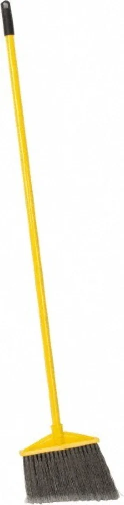 10.5" Angle Broom, Vinyl-Coated Metal Handle, Flagged Polypropylene Fill, Gray