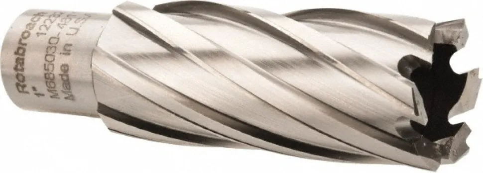 Annular Cutter: 1" Dia, 2" Depth of Cut, High Speed Steel