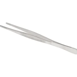 Assembly Tweezer: Stainless Steel, Blunt & Serrated Point Tip, 10" OAL