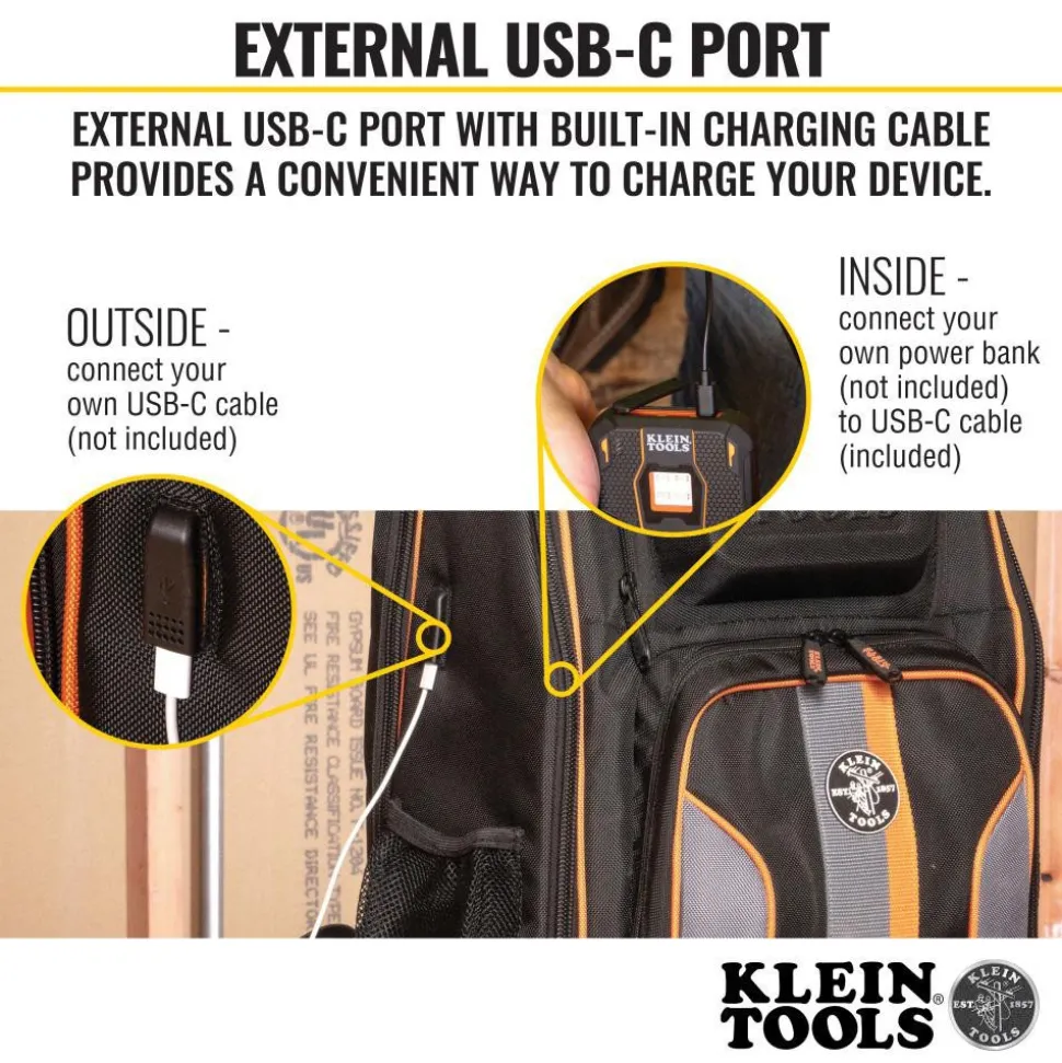 Backpack: 28 Pocket, 11" Wide, 14-3/4" Deep, 20" High
