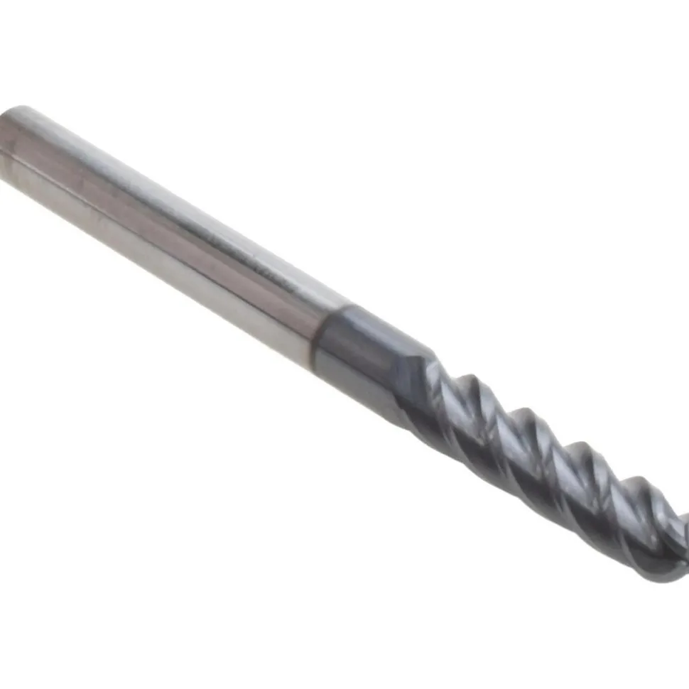Ball End Mill: 1/8" Dia, 1/2" LOC, 4 Flute, Solid Carbide