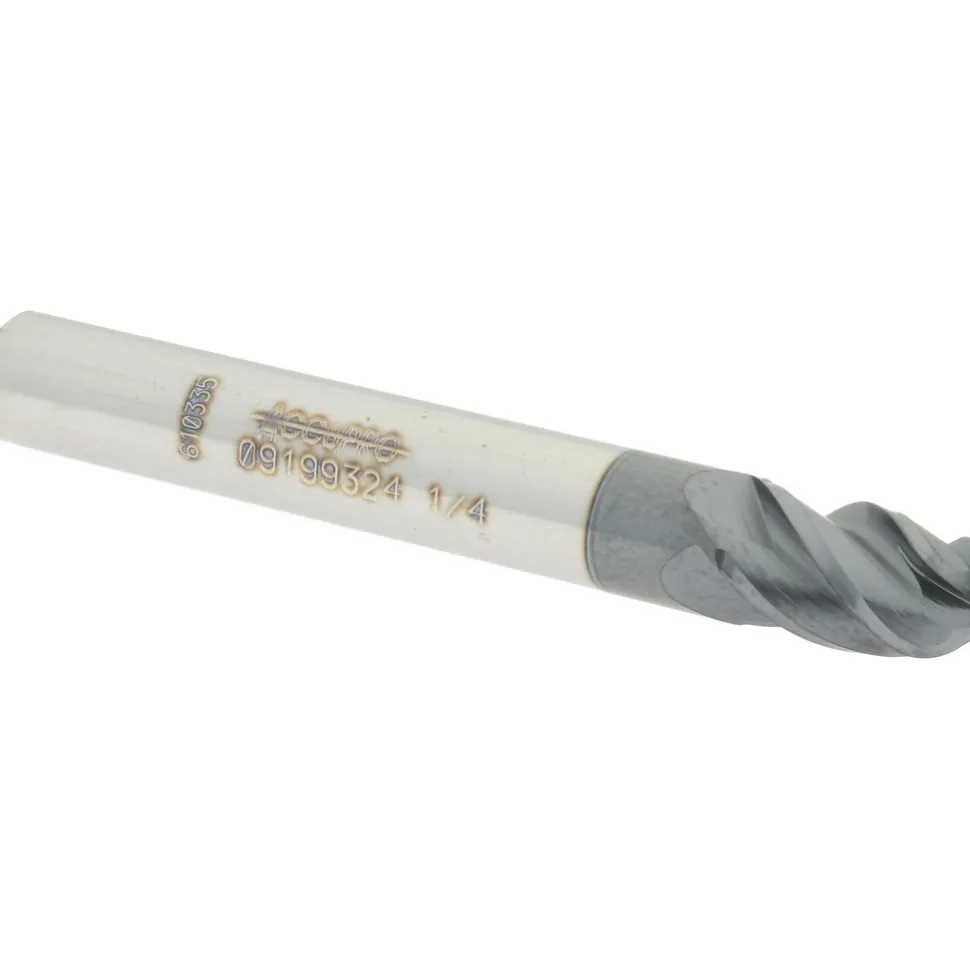 Ball End Mill: 1/4" Dia, 3/8" LOC, 4 Flute, Solid Carbide