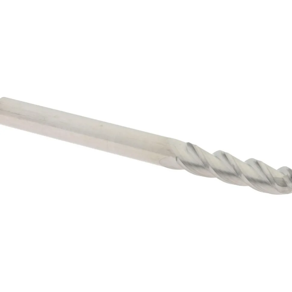Ball End Mill: 1/8" Dia, 1/2" LOC, 3 Flute, Solid Carbide