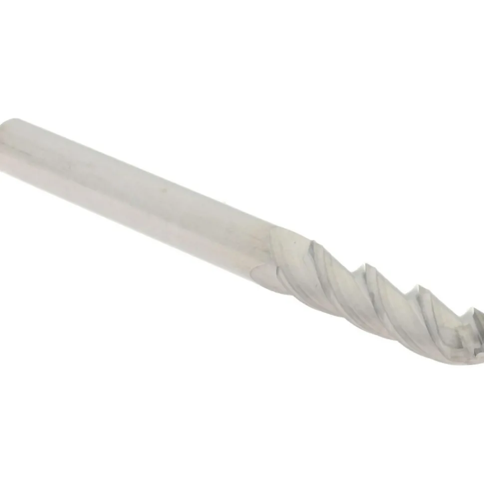 Ball End Mill: 1/8" Dia, 1/2" LOC, 3 Flute, Solid Carbide