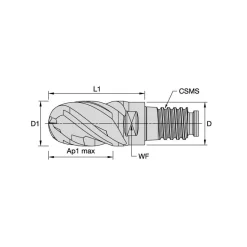 Ball End Mill Heads: Mill Diameter (mm): 19.05; Mill Diameter (Decimal Inch): 0.7500; Length of Cut (mm): 28.58; Length of Cut (Inch): 1-1/8