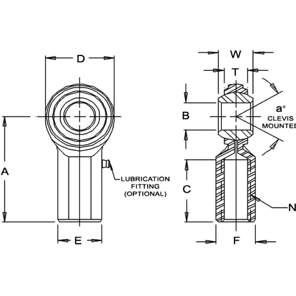 Ball Joint Linkage Spherical Rod End: 7/16-20" Shank Thread, 7/16" Rod ID, 1-1/8" Rod OD, 0.75" Shank Dia, 0.937" Shank Length, 6,402 lb Static Load Capacity