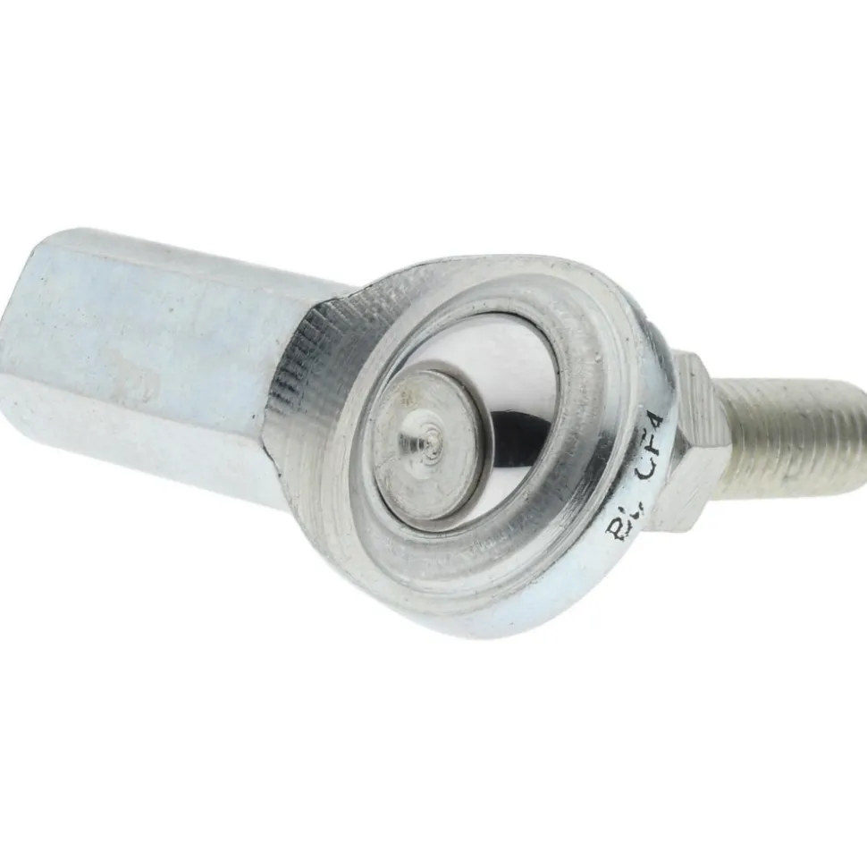 Ball Joint Linkage Spherical Rod End: 1/4-28" Shank Thread, 1/4" Rod ID, 3/4" Rod OD, 0.468" Shank Dia, 0.687" Shank Length, 2,225 lb Static Load Capacity