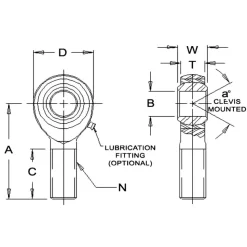 Ball Joint Linkage Spherical Rod End: 3/4-16" Shank Thread, 3/4" Rod ID, 1-3/4" Rod OD, 1-3/4" Shank Length, 11,550 lb Static Load Capacity