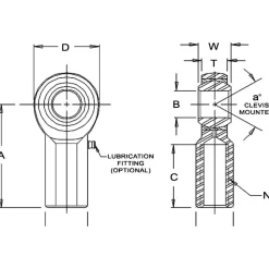 Ball Joint Linkage Spherical Rod End: 7/16-20" Shank Thread, 7/16" Rod ID, 1-1/8" Rod OD, 1-3/8" Shank Length, 10,290 lb Static Load Capacity