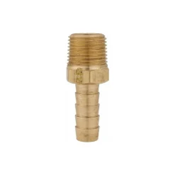 Barbed Hose Fitting: 3/8" NPT, 3/8" Hose ID, Male, Brass