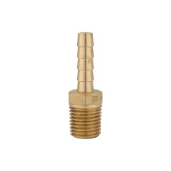 Barbed Hose Fitting: 1/4" NPT, 1/4" Hose ID, Male, Brass