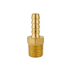 Barbed Hose Fitting: 1/4" NPT, 1/4" Hose ID, Male, Brass