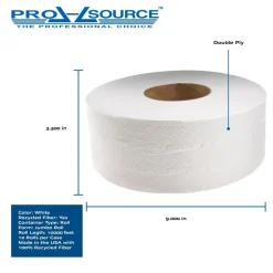 Bathroom Tissue: Recycled Fiber, 2-Ply, White