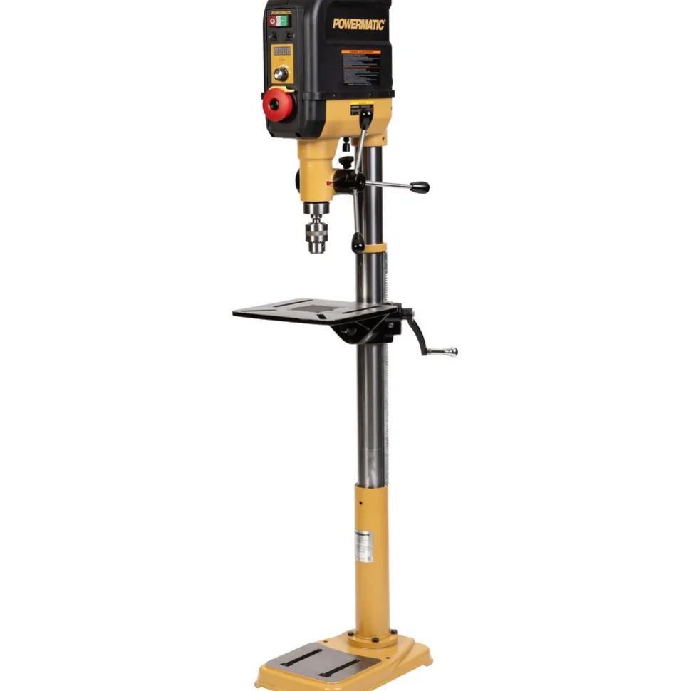 Bench Drill Press: 15" Swing, Geared Head, Variable Speed Pulley, 120V, Single Phase