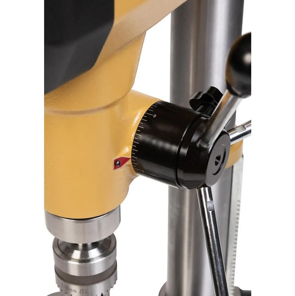 Bench Drill Press: 15" Swing, Geared Head, Variable Speed Pulley, 120V, Single Phase