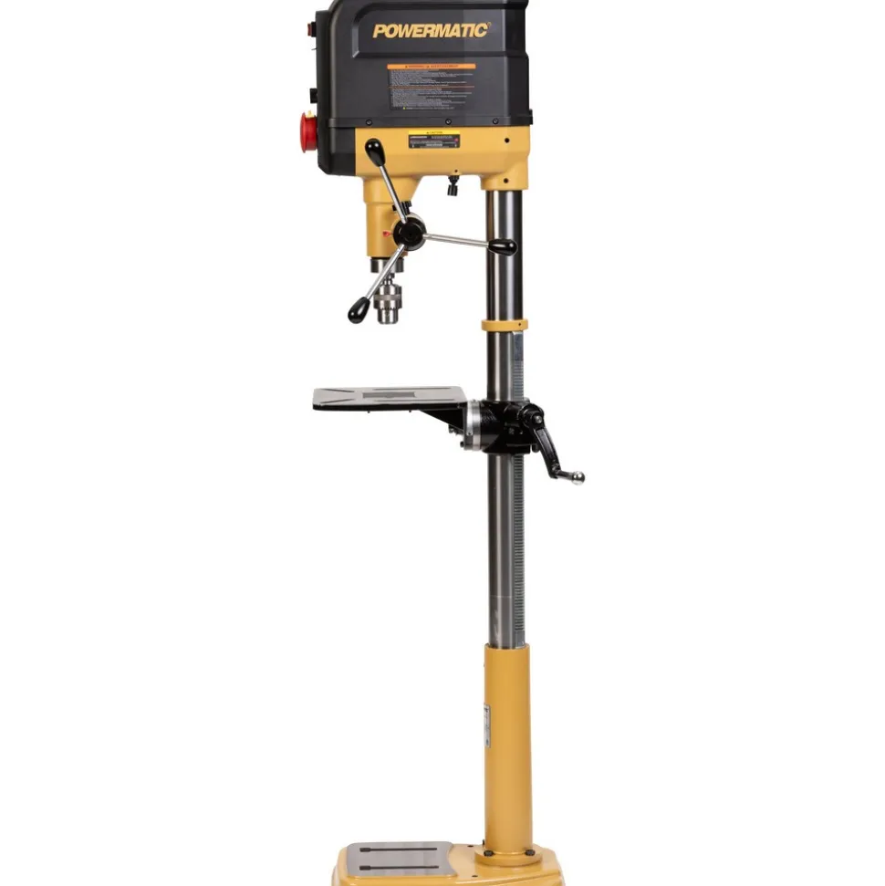 Bench Drill Press: 15" Swing, Geared Head, Variable Speed Pulley, 120V, Single Phase