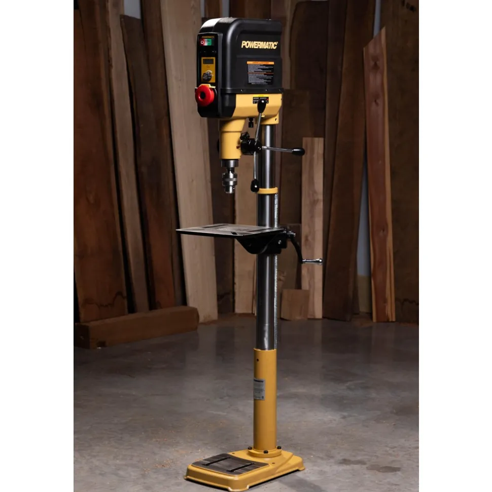 Bench Drill Press: 15" Swing, Geared Head, Variable Speed Pulley, 120V, Single Phase