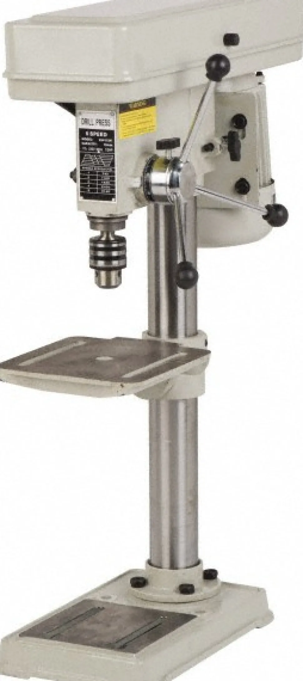 Bench Drill Press: 10" Swing, 0.5 hp, Step Pulley Drive, 115 V, 1 Phase