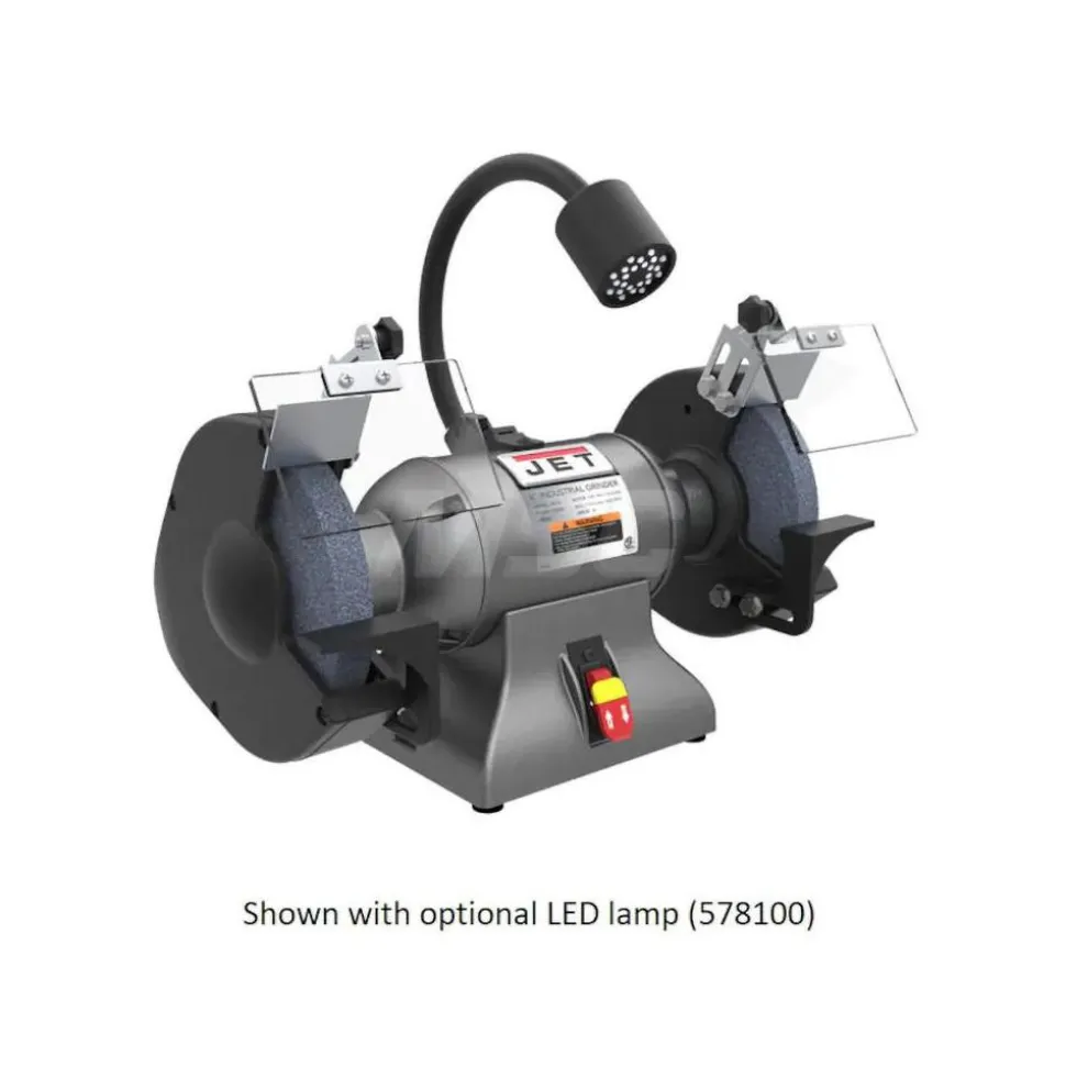 Bench Grinder: 8" Wheel Dia, 0.63" Arbor Hole Dia, 1 hp