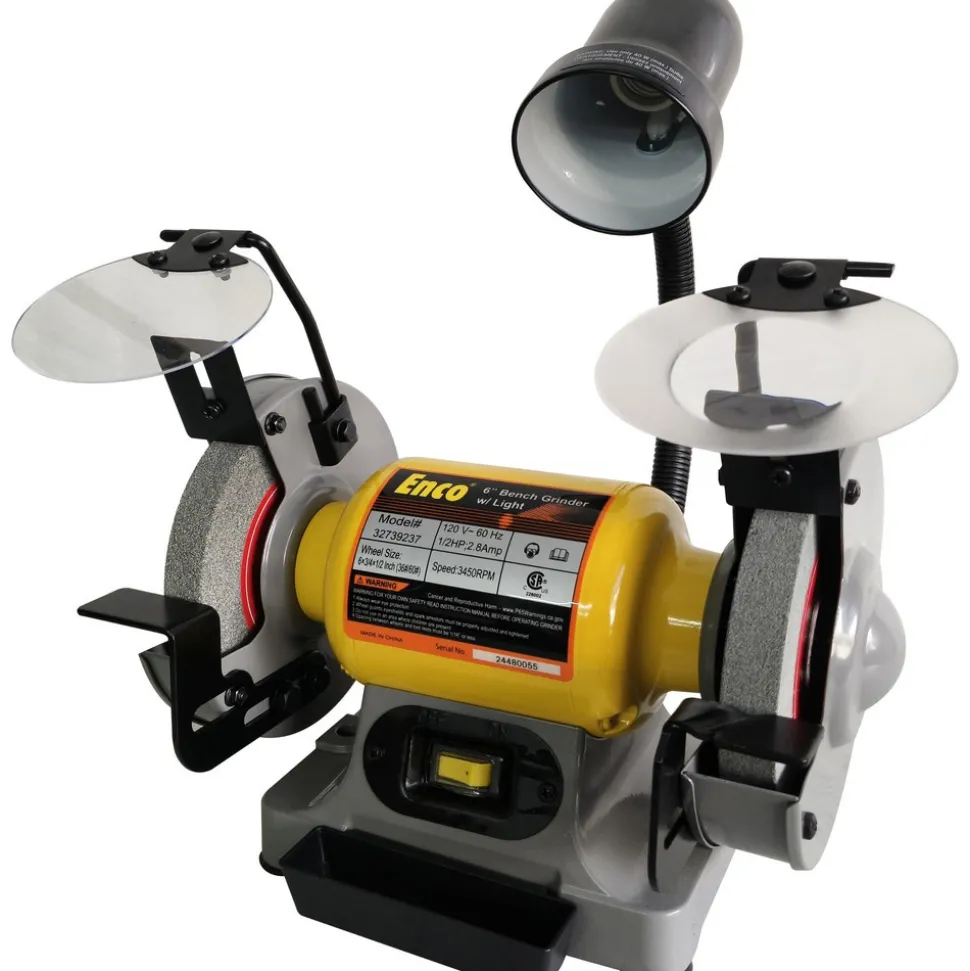 Bench Grinder: 6" Wheel Dia, 1/2" Arbor Hole Dia