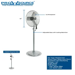 24" Blade, 1/4 hp 6,800 Max CFM, Pedestal Fan