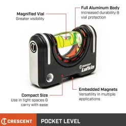 Box Beam, I-Beam & Torpedo Levels: Level Type: Pocket; Vial Style: Barrel; Length (Inch): 3; Magnetic: Yes