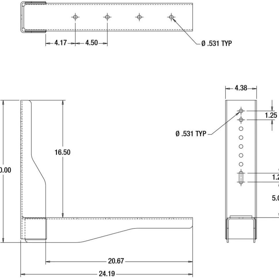 Brackets: Bracket Type: Truck Box Brackets; Mount Type: Screw-On; Length (Inch): 24.19; Bracket Material: Carbon Steel