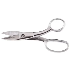 Broad Blade Shear: 7-5/8" OAL, 1-15/16" Cut Length, Serrated Blade, Hot Forged Steel, Nickel-Plated Carbon Chrome