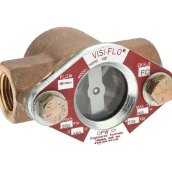 Bronze Body Visi-Flo Sight Flow Indicator: 1/2" NPTF, 200 psi, Use with Liquid